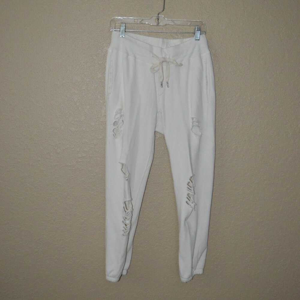 $235 Sz M NSF Ivory Sayde Destroyed Sweatpants